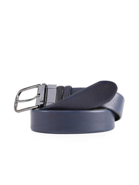 BLACK SQUARE Ceinture réversible en cuir noir-bleu - Ceintures