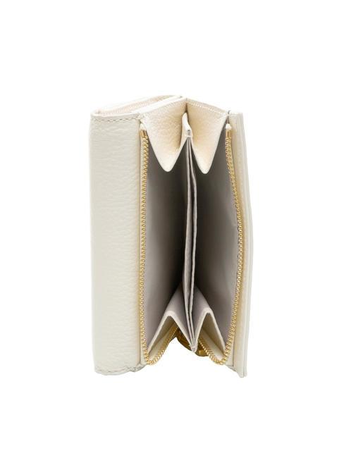 KATTIE Portefeuille en cuir grain&eacute; moyen lait de coco - Portefeuilles Femme