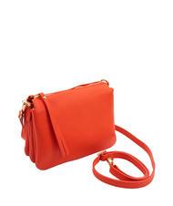 LESAC SIMONA Sac porté épaule en cuir Tris Dollar corail - Sacs pour Femme - 2