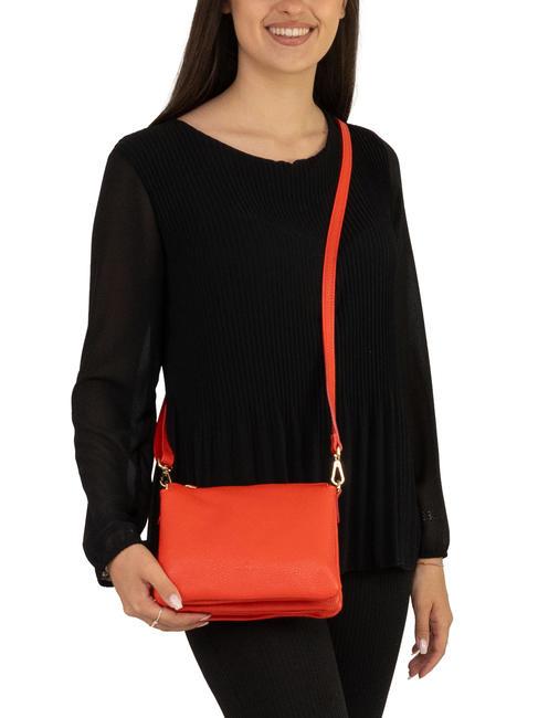 SIMONA Sac porté épaule en cuir Tris Dollar corail - Sacs pour Femme