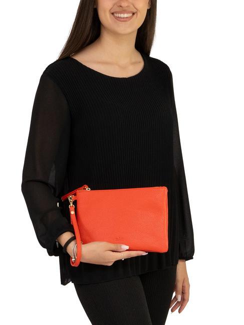ROBERTA Pochette en cuir Dollar corail - Sacs pour Femme