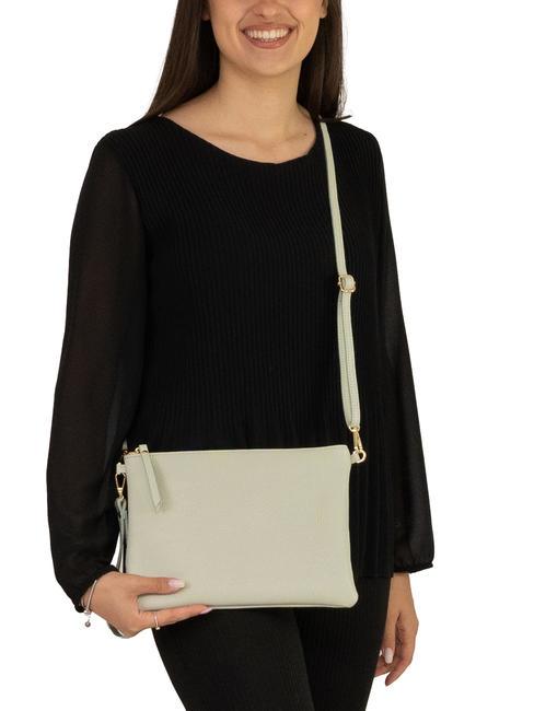 CLAUDIA Pochette Dollar en cuir avec bandoulière sarcelle arctique - Sacs pour Femme