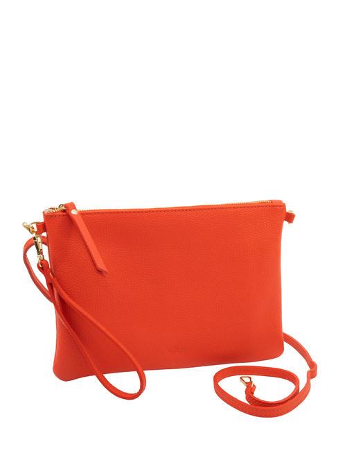 CLAUDIA Pochette Dollar en cuir avec bandoulière corail - Sacs pour Femme