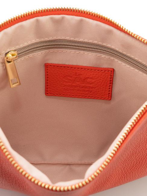 CLAUDIA Pochette Dollar en cuir avec bandoulière corail - Sacs pour Femme