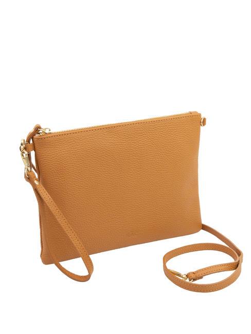 CLAUDIA Pochette Dollar en cuir avec bandoulière cuir foncé - Sacs pour Femme