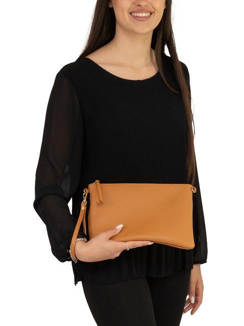 CLAUDIA Pochette Dollar en cuir avec bandoulière cuir foncé - Sacs pour Femme