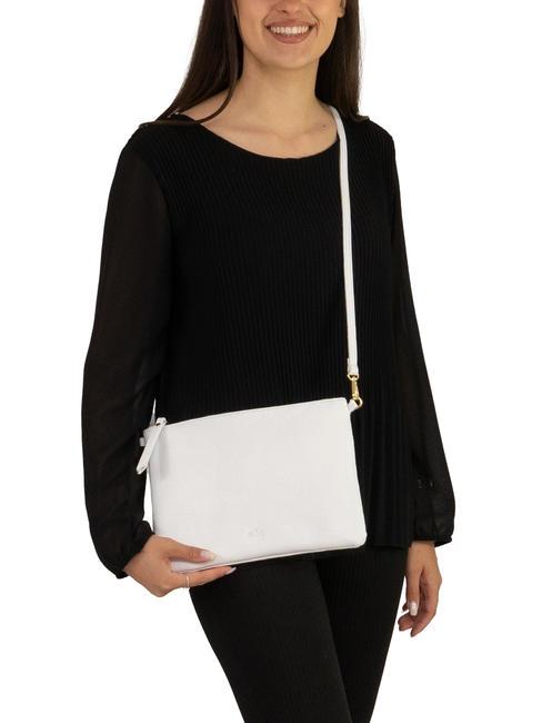 CLAUDIA Pochette Dollar en cuir avec bandouli&egrave;re blanc optique - Sacs pour Femme