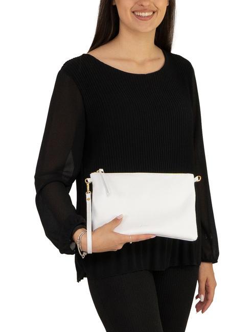 CLAUDIA Pochette Dollar en cuir avec bandouli&egrave;re blanc optique - Sacs pour Femme