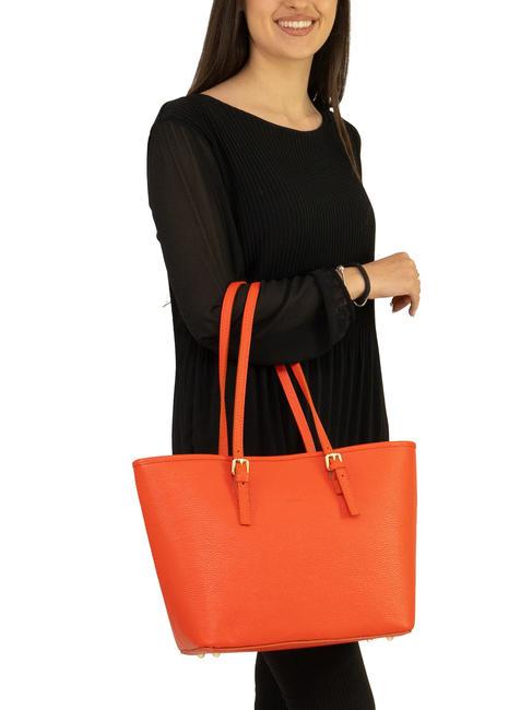 CHIARA Sac cabas en cuir Dollar corail - Sacs pour Femme
