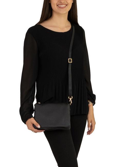 SIMONA Sac porté épaule en cuir Tris Dollar noir - Sacs pour Femme