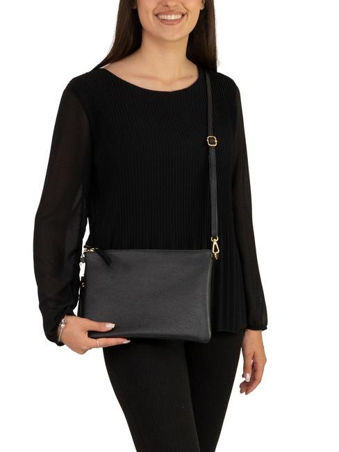 CLAUDIA Pochette Dollar en cuir avec bandoulière noir - Sacs pour Femme