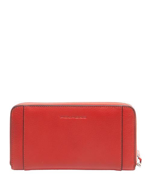 MUSE Grand portefeuille en cuir zipp&eacute; ROUGE - Portefeuilles Femme