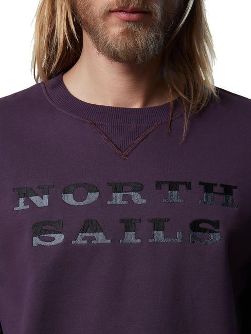 LETTERING LOGO Sweat col rond en coton prune foncée - Pulls molletonnés