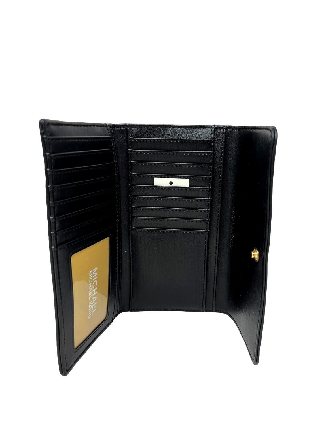 Michael Kors Jet Set Travel Portefeuille Matelasse A Trois Volets Noir Achetez A Prix Outlet