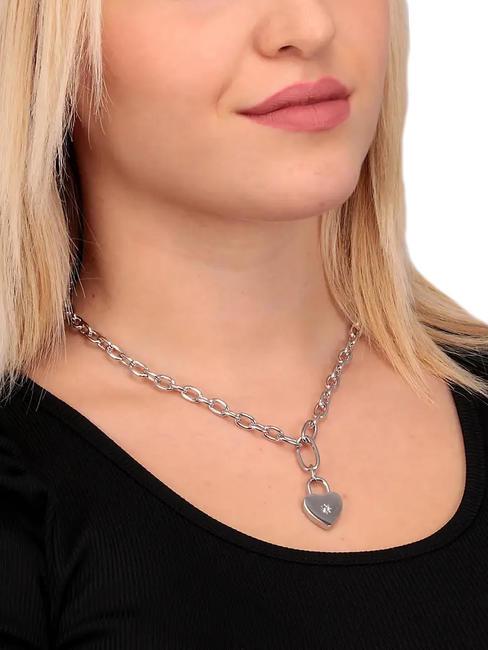 ABBRACCIO Collier chaîne à breloque coeur ARGENT - Colliers