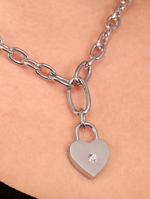 ABBRACCIO Collier chaîne à breloque coeur ARGENT - Colliers