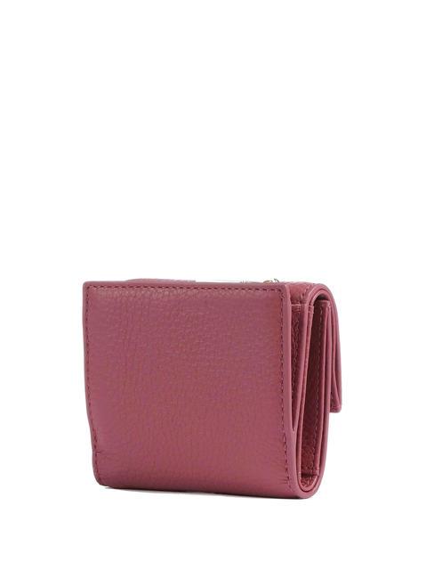 METALLIC SOFT Portefeuille en cuir grain&eacute; bois de rose - Portefeuilles Femme