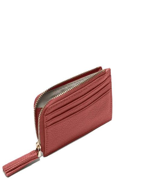 TASSEL Porte-cartes zipp&eacute; en cuir martel&eacute; Brandy - Portefeuilles Femme