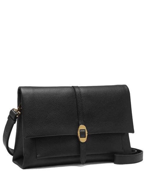 DORIAN Sac bandouli&egrave;re en cuir martel&eacute; Noir - Sacs pour Femme