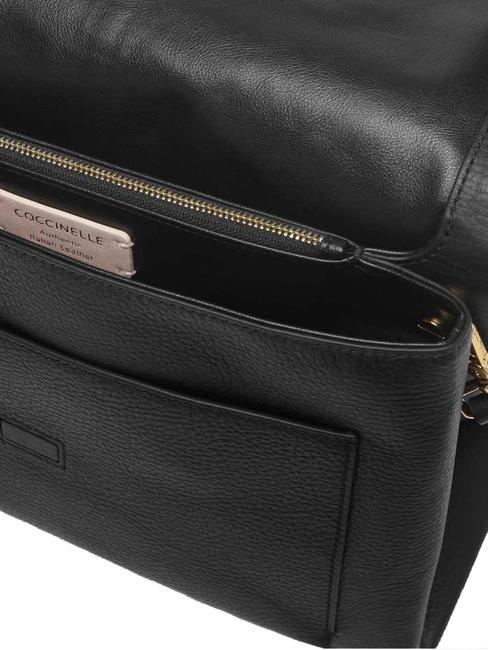 DORIAN Sac bandouli&egrave;re en cuir martel&eacute; Noir - Sacs pour Femme