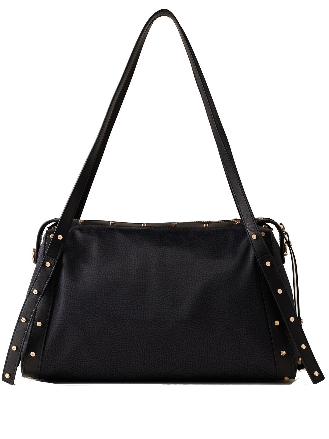 Borbonese Metropole Sac D epaule Noir Fonce Achetez A Prix Outlet