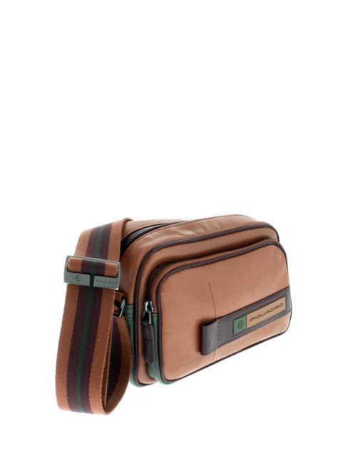 CAMPIONARIO -  FEBO Sac en cuir BEIGE / VERT - Sacs en Bandouli&egrave;res pour Homme