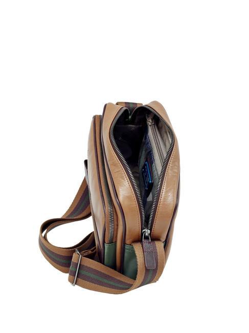 CAMPIONARIO -  FEBO Sac en cuir BEIGE / VERT - Sacs en Bandouli&egrave;res pour Homme