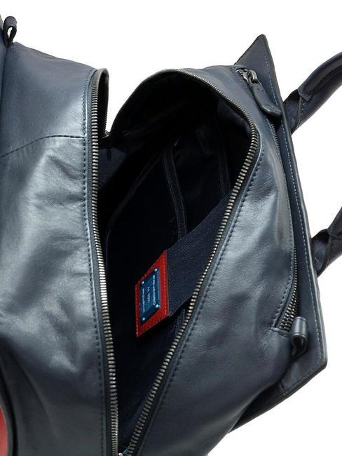CAMPIONARIO - PRISMA Mallette sac &agrave; dos en cuir, support pc 15" bleu - Porte Documents Travail