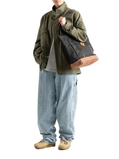 HERITAGE  Cabas &eacute;paule noir/marron selle - Sacs pour Femme