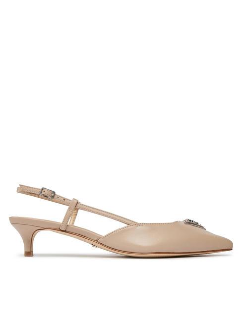 JESSON Escarpins à bride arrière en cuir taupe - Chaussures Femme