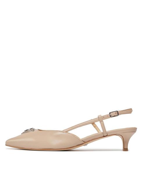 JESSON Escarpins à bride arrière en cuir taupe - Chaussures Femme