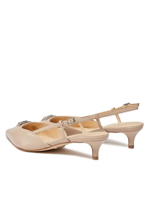 JESSON Escarpins à bride arrière en cuir taupe - Chaussures Femme