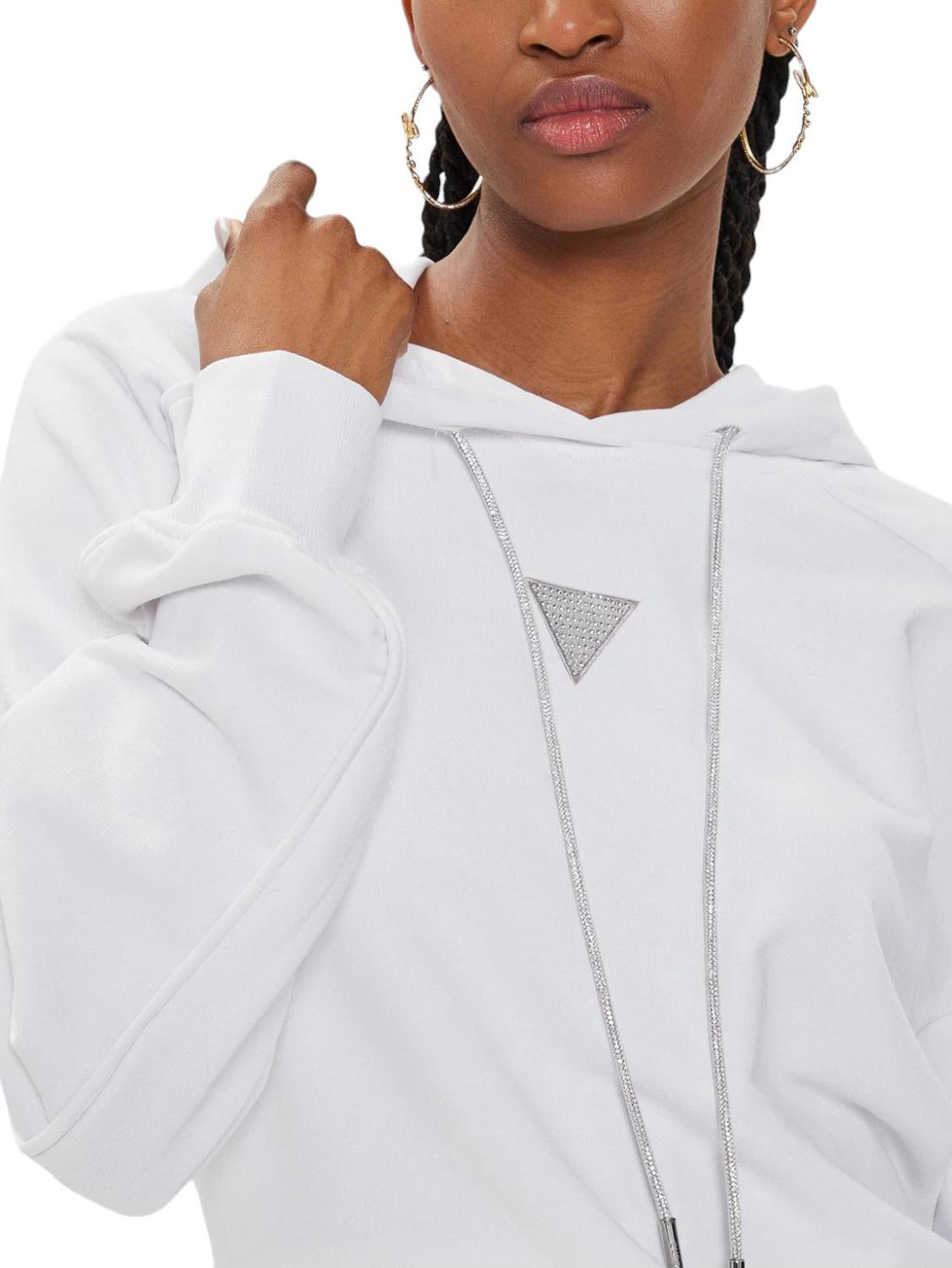 Guess Mini Triangle Sweatshirt A Capuche Blanc Pur Achetez A Prix Outlet
