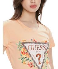 GUESS TRIANGLE FLOWERS T-shirt en coton extensible ciel de pêche - T-shirt - 3