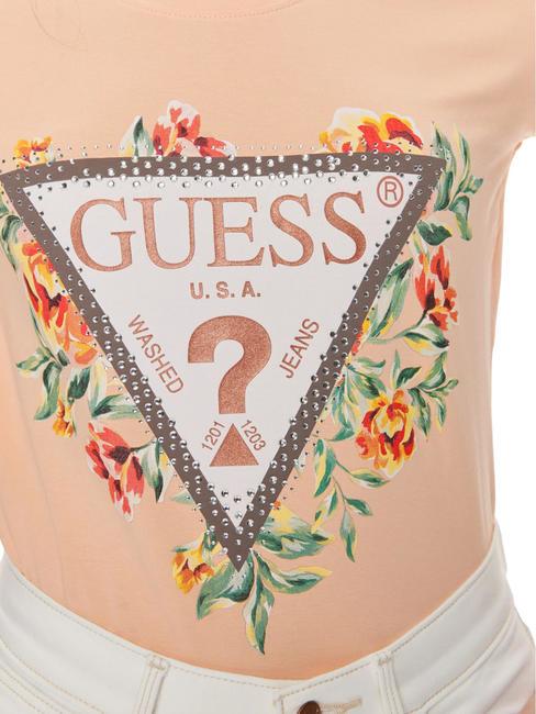 TRIANGLE FLOWERS T-shirt en coton extensible ciel de pêche - T-shirt