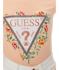 GUESS TRIANGLE FLOWERS T-shirt en coton extensible ciel de pêche - T-shirt - 4