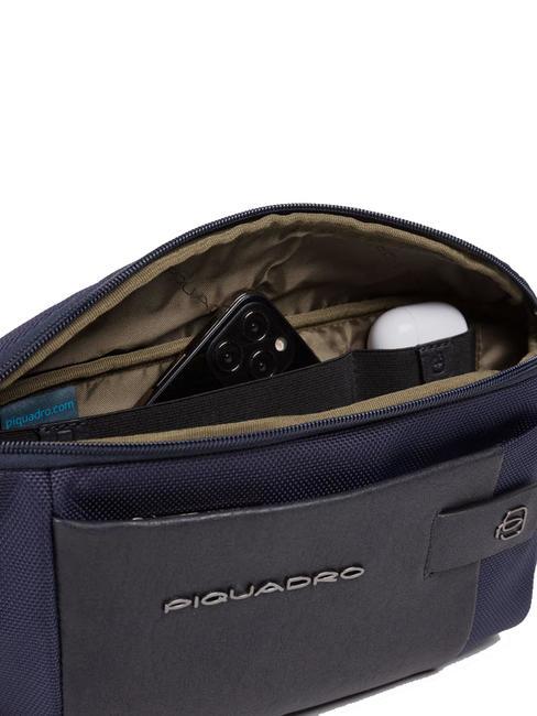 BRIEF 2 Sac banane en cuir et tissu bleu - Sacs banane