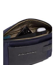 PIQUADRO BRIEF 2 Sac banane en cuir et tissu bleu - Sacs banane - 3