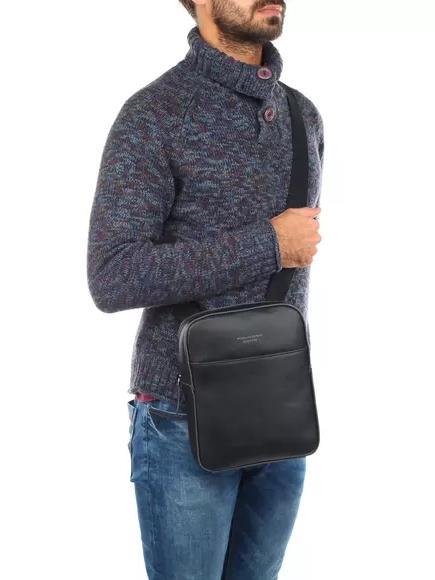 CAMPIONARIO - DAVID Sac &agrave; bandouli&egrave;re en cuir pour iPad noir - Sacs en Bandouli&egrave;res pour Homme
