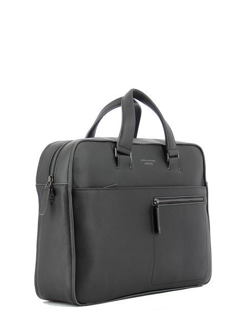 CAMPIONARIO - DAVID Porte-documents pour ordinateur portable 15,6 ", en cuir noir - Porte Documents Travail