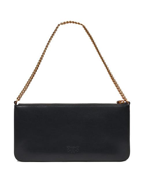 HORIZONTAL FLAT  Sac bandoulière, en cuir noir-or antique - Sacs pour Femme