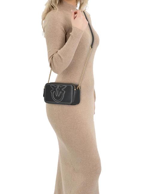 CARRIE Mini sac bandoulière, en cuir noir-or antique - Sacs pour Femme