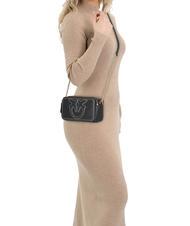 PINKO CARRIE Mini sac bandoulière, en cuir noir-or antique - Sacs pour Femme - 5