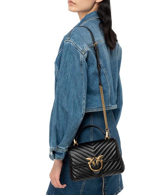 LOVE LADY PUFF Mini sac &agrave; main, avec bandouli&egrave;re noir-or antique - Sacs pour Femme