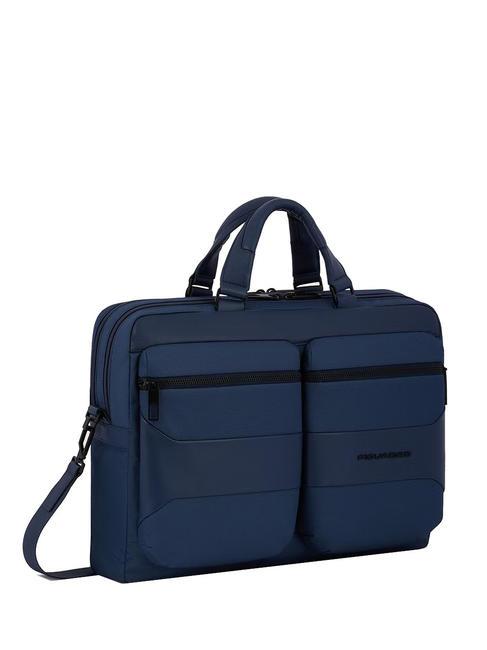 CAMPIONARIO - GIO Mallette en cuir et tissu pour ordinateur portable 15,6" bleu - Porte Documents Travail
