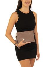 LESAC ROBERTA Pochette en cuir Dollar taupe - Sacs pour Femme - 4