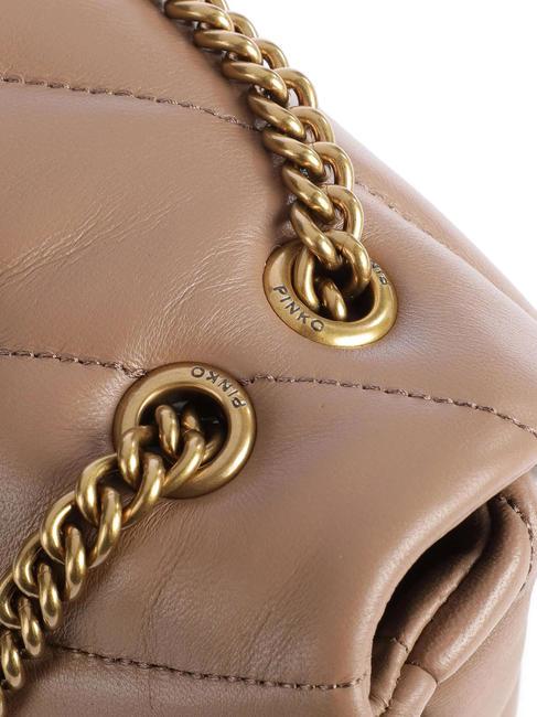 MINI LOVE BAG Sac en nappa biscuit au gingembre-or antique - Sacs pour Femme