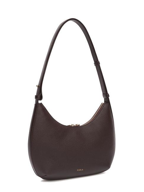 GOCCIA Sac bandouli&egrave;re en cuir martel&eacute; chocolat - Sacs pour Femme
