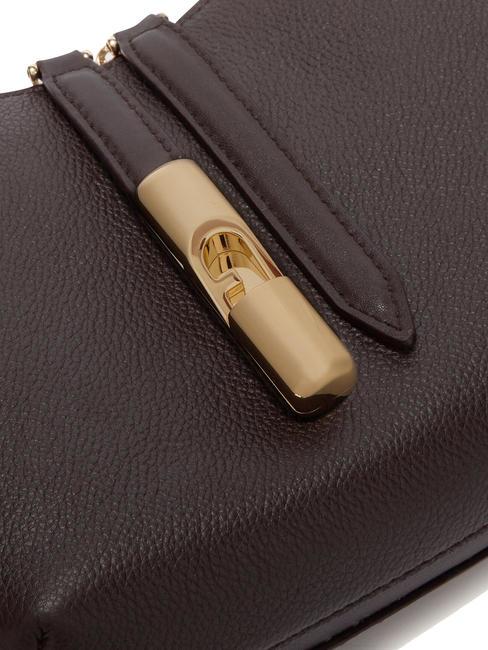 GOCCIA Sac bandouli&egrave;re en cuir martel&eacute; chocolat - Sacs pour Femme