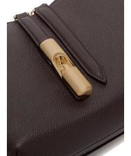 FURLA GOCCIA Sac bandouli&egrave;re en cuir martel&eacute; chocolat - Sacs pour Femme - 3